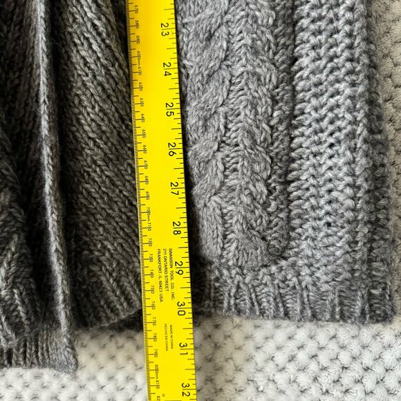 Guess Sweater Women M Gray Chunky Knit Wool Open Front Cardigan Side Pocket - Picture 9 of 11